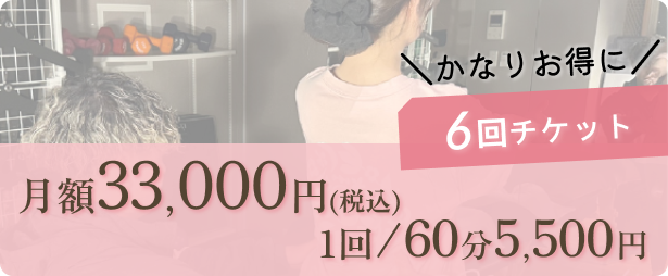 ＼かなりお得に／6回チケット⇒月額 33,000円（税込）１回／60分 5,500円